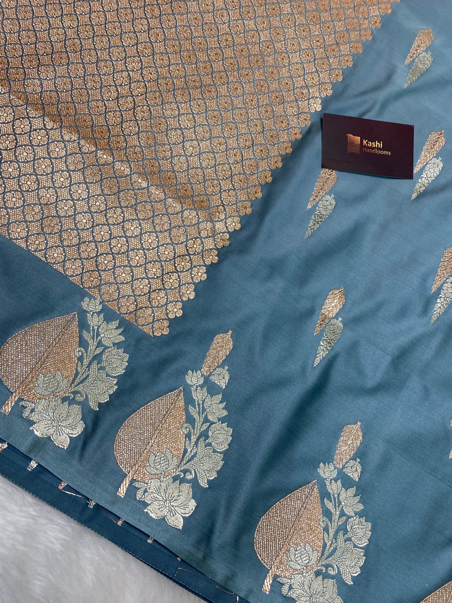 Grey mashru silk banarasi saree