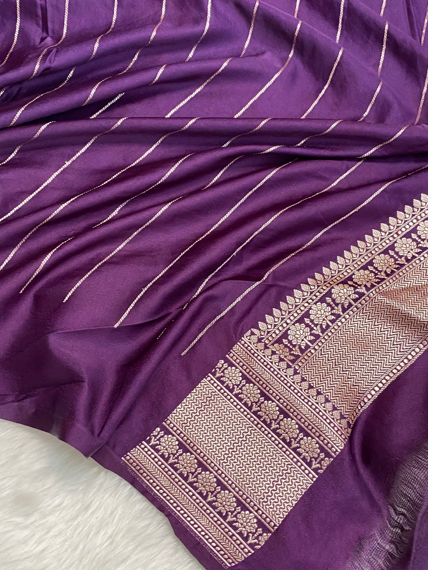Purple Mashru Silk Banarasi Saree