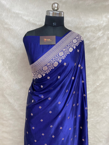 Sangeet Special Navy Blue Mashru Silk Banarasi Saree
