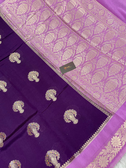 Magenta semi raw mango Banarasi saree