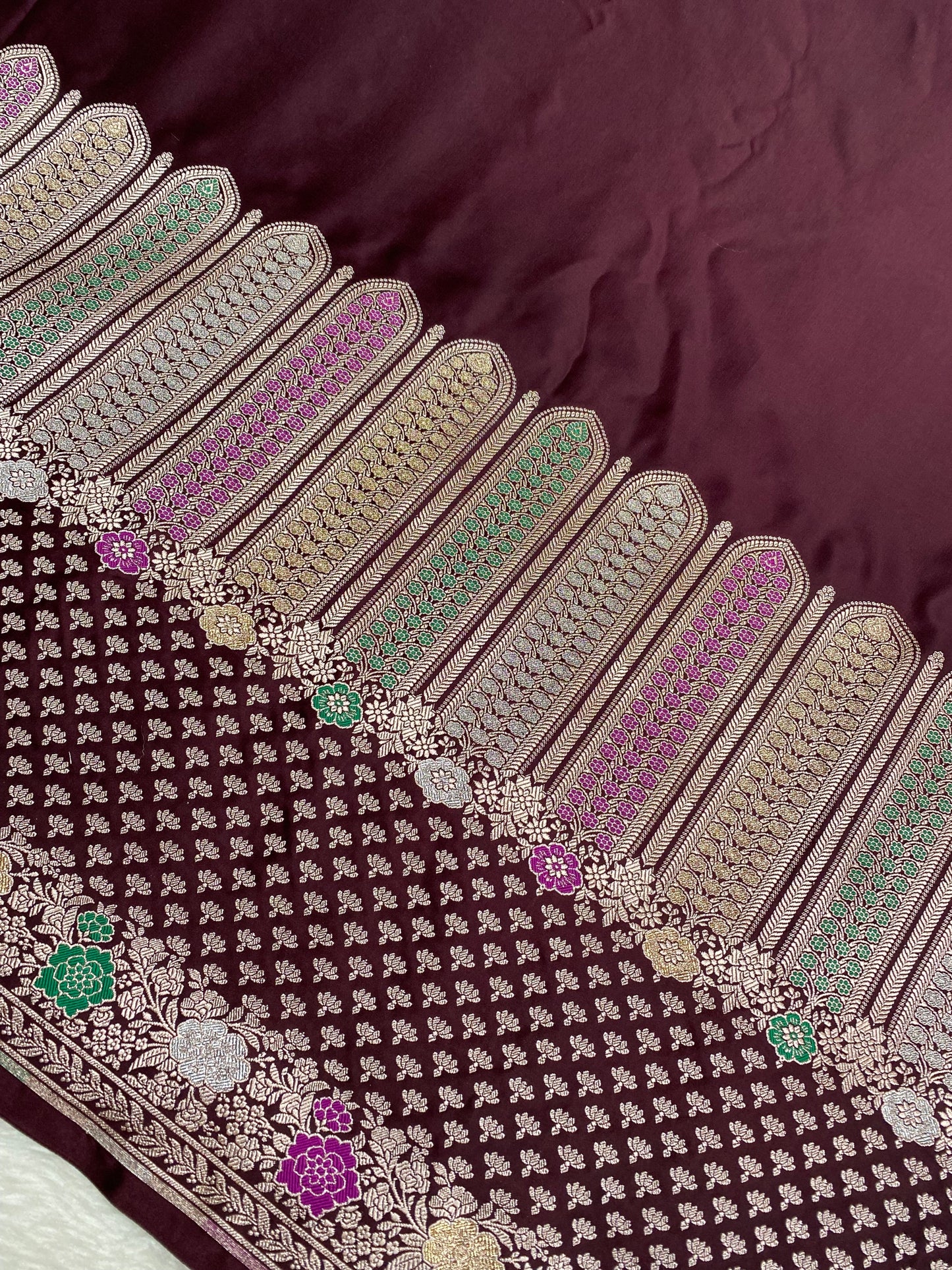 Wine Mashru Silk Banarasi Saree