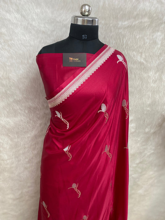 Maroon mashru silk banarasi saree