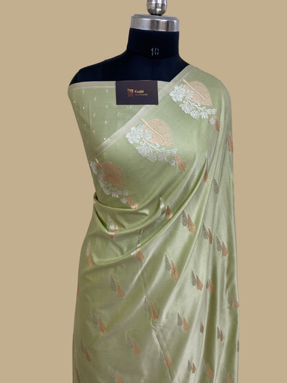 Pista mashru silk banarasi saree