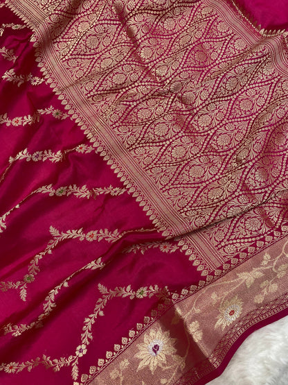 Rani semi Raw Mango silk Banarasi saree