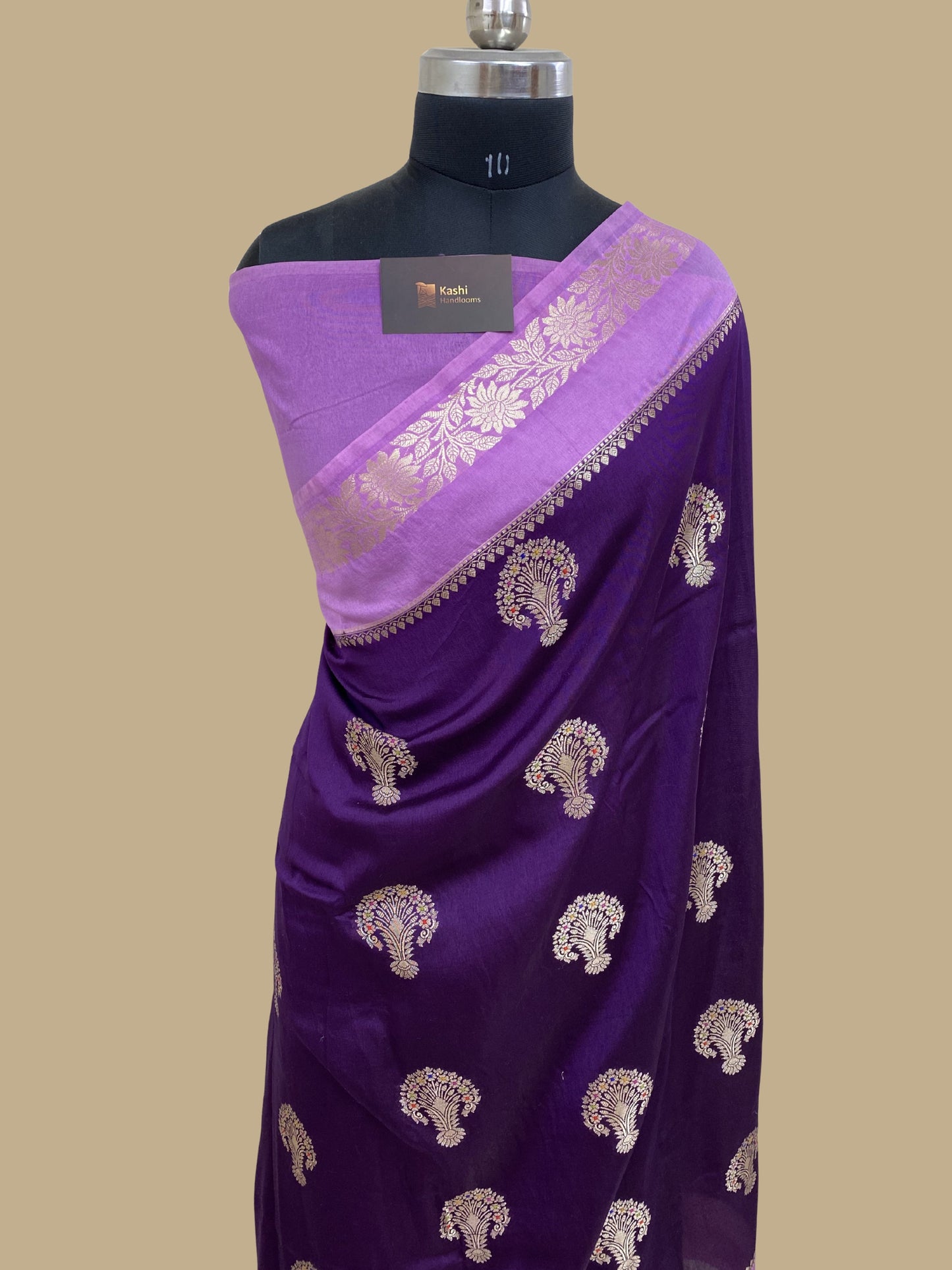 Magenta semi raw mango Banarasi saree